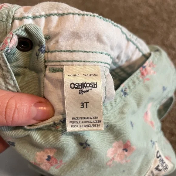 OshKosh B'gosh Mint Floral Overalls - Picture 4 of 4